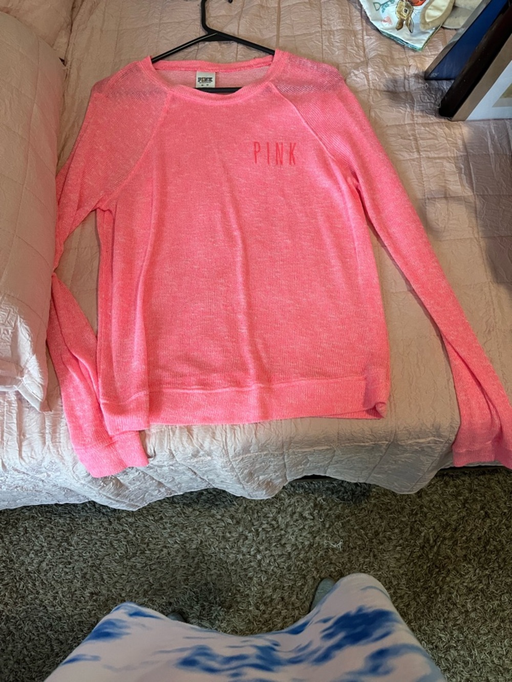 PINK Victoria's Secret Neon Coral Scoop Neck Sweater